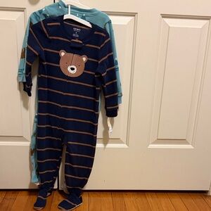 Carter's Blue and Brown Striped Bear Footie